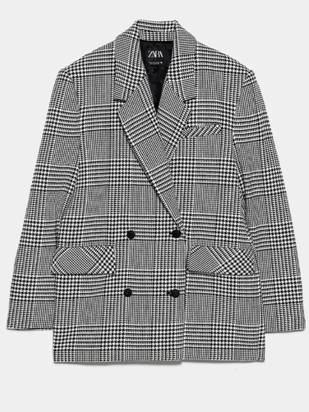 Zara Women’s Checkered Blazer in Black and White